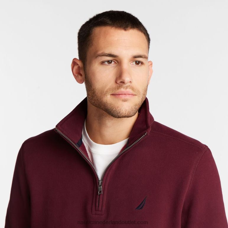 big & tall fleece pullover met kwartrits koninklijke bordeaux Nautica 0828F530 Heren
