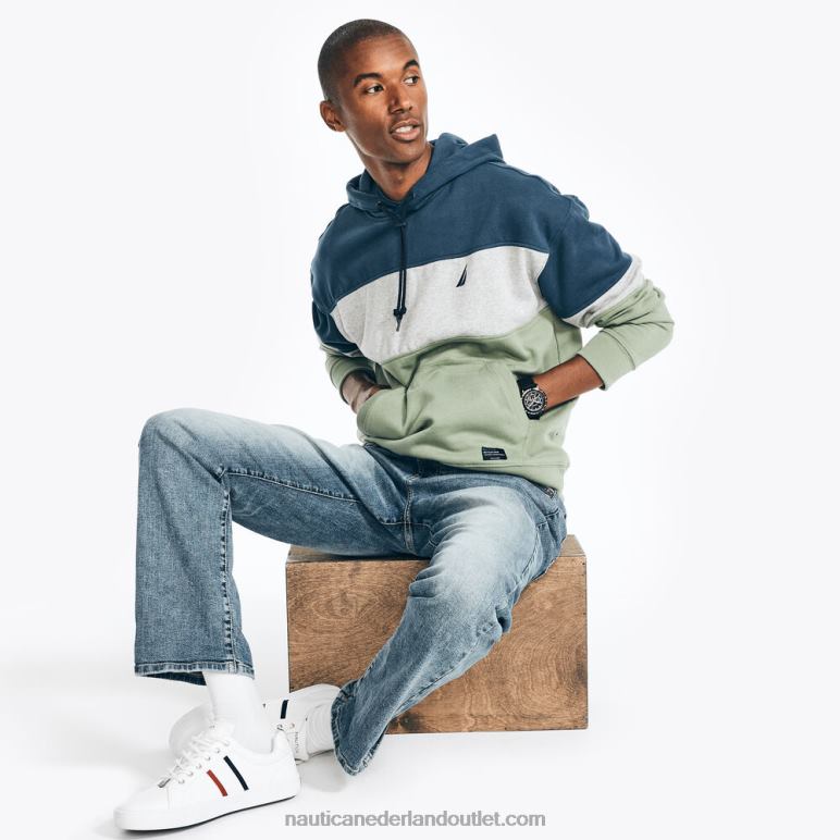 duurzaam vervaardigde colorblock hoodie lapisblauw Nautica 0828F365 Heren