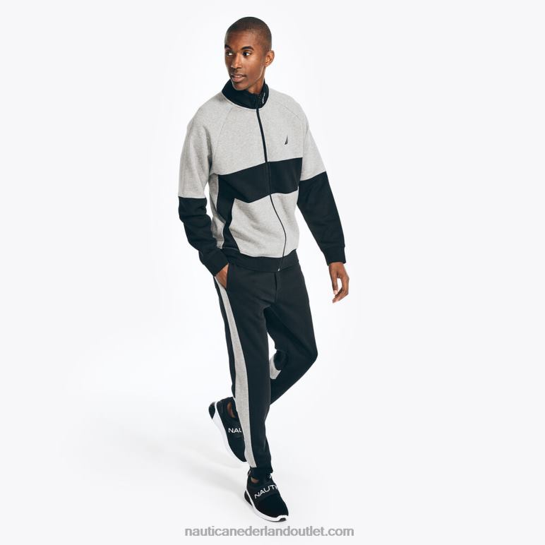 duurzaam vervaardigde colorblock-joggingbroek met zijstrepen echt zwart Nautica 0828F426 Heren