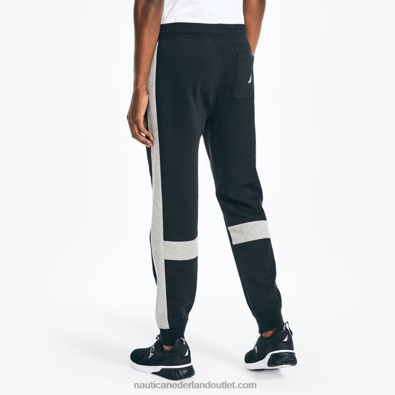 duurzaam vervaardigde colorblock-joggingbroek met zijstrepen echt zwart Nautica 0828F426 Heren