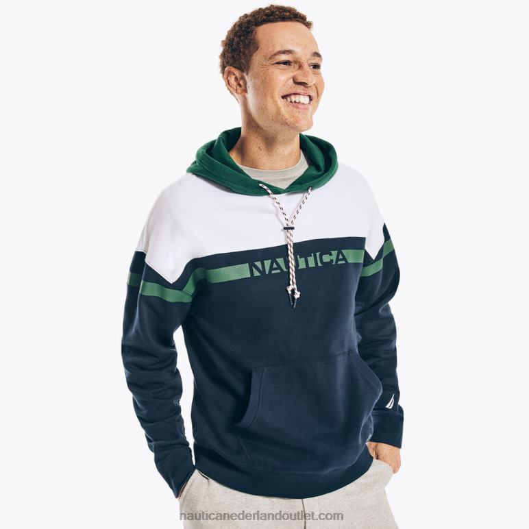 duurzaam vervaardigde fleece hoodie met logo marine Nautica 0828F205 Heren