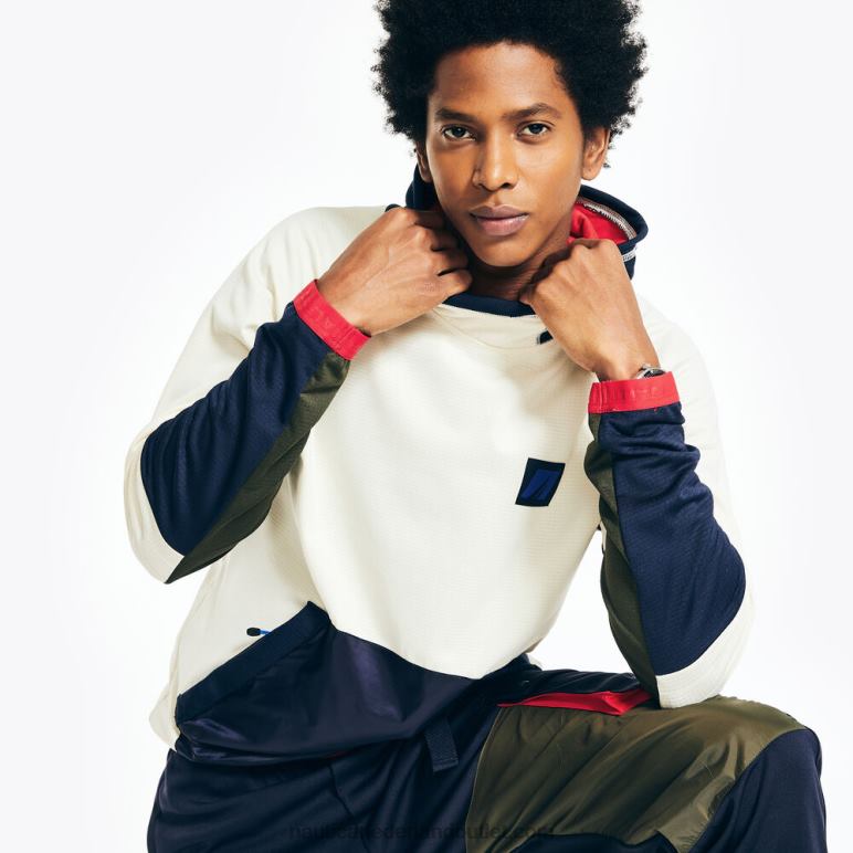duurzaam vervaardigde fleece pullover hoodie zeil creme Nautica 0828F309 Heren