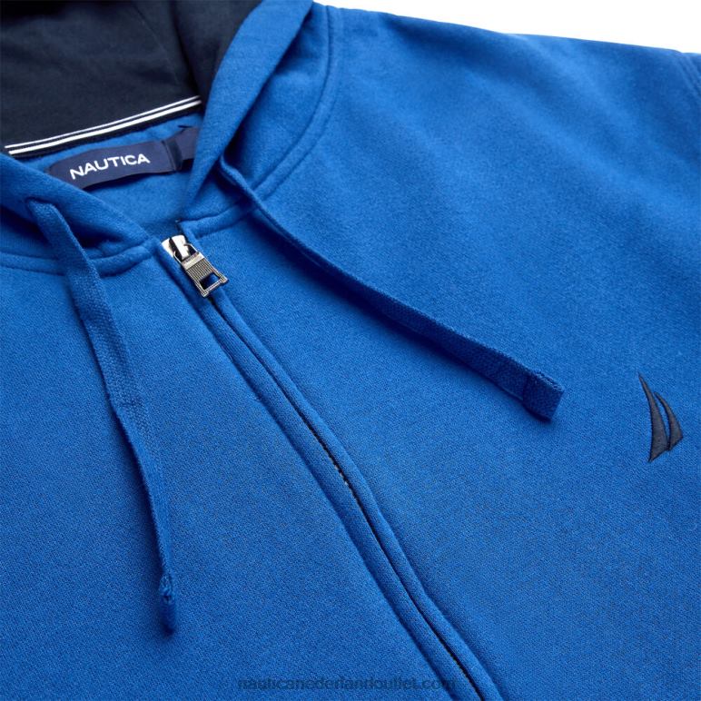 grote en lange fleece hoodie met volledige rits windsurf blauw Nautica 0828F573 Heren