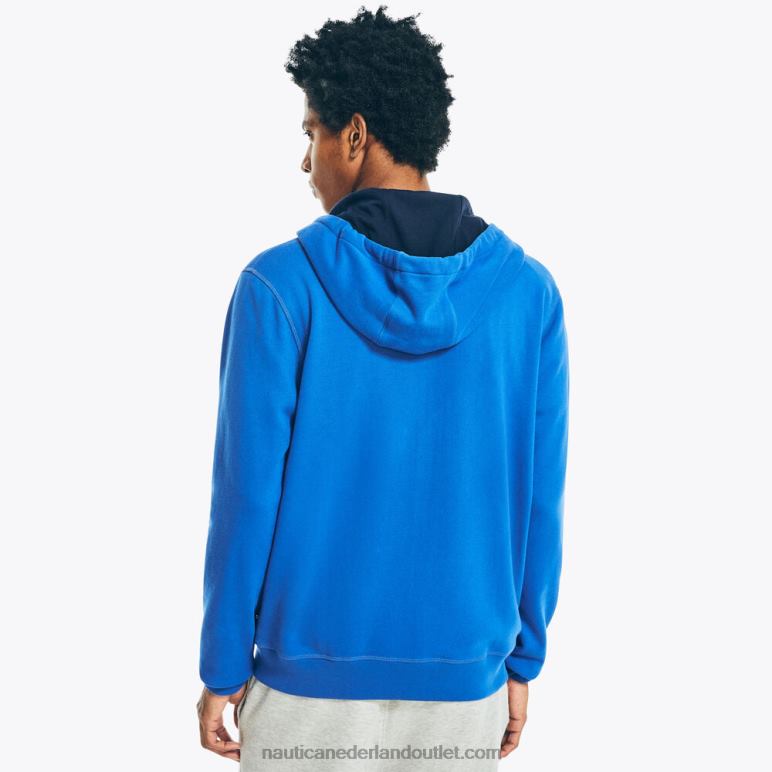 grote en lange fleece hoodie met volledige rits windsurf blauw Nautica 0828F573 Heren