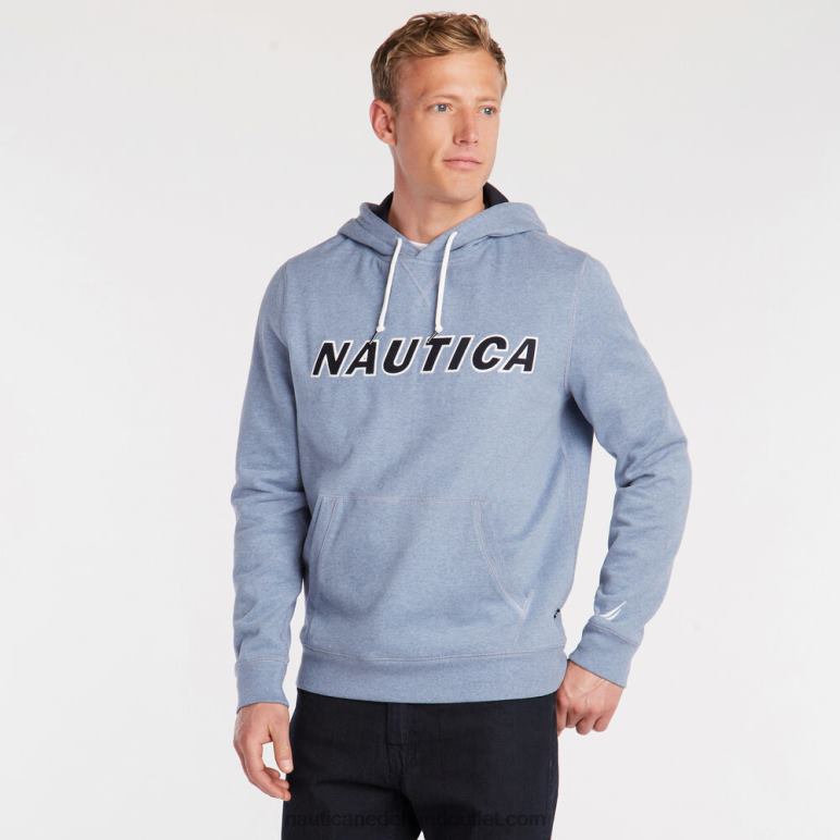 grote en lange hoodie met logo-pullover anker blauwe heide Nautica 0828F685 Heren