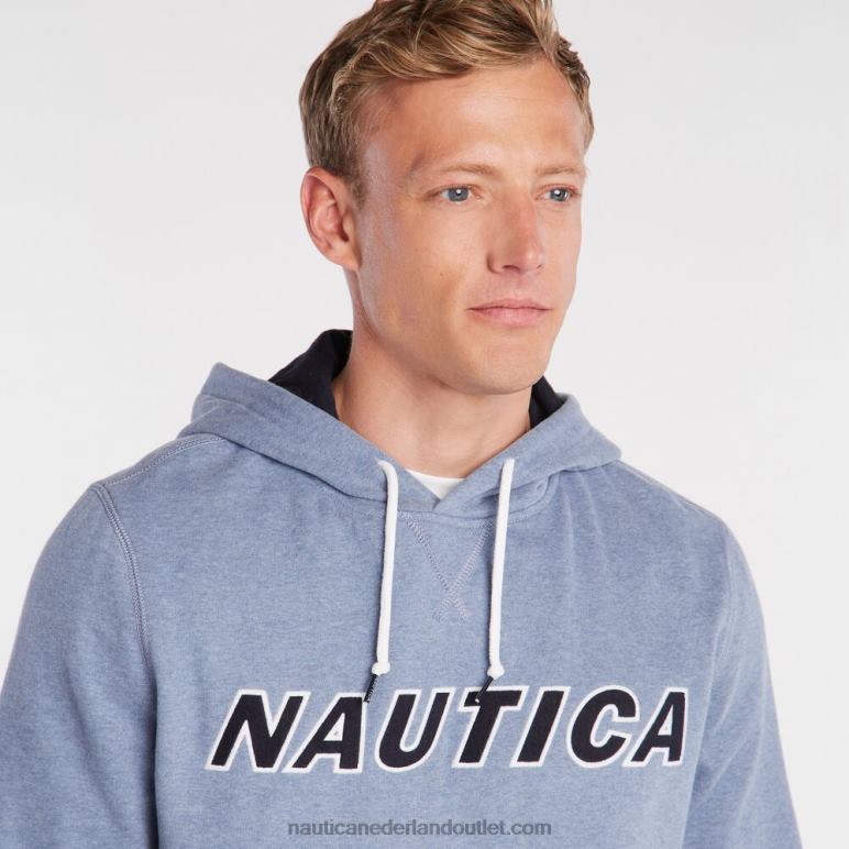 grote en lange hoodie met logo-pullover anker blauwe heide Nautica 0828F685 Heren