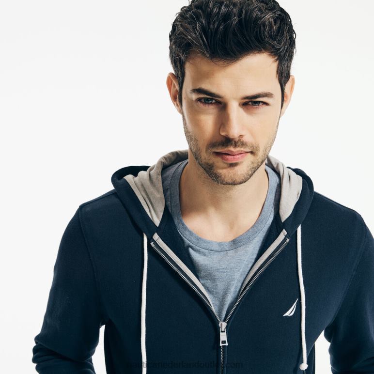 grote en lange hoodie met volledige rits marine Nautica 0828F647 Heren