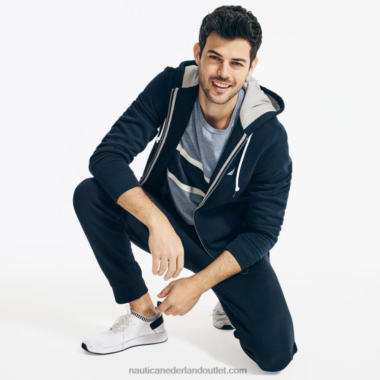 grote en lange hoodie met volledige rits marine Nautica 0828F647 Heren