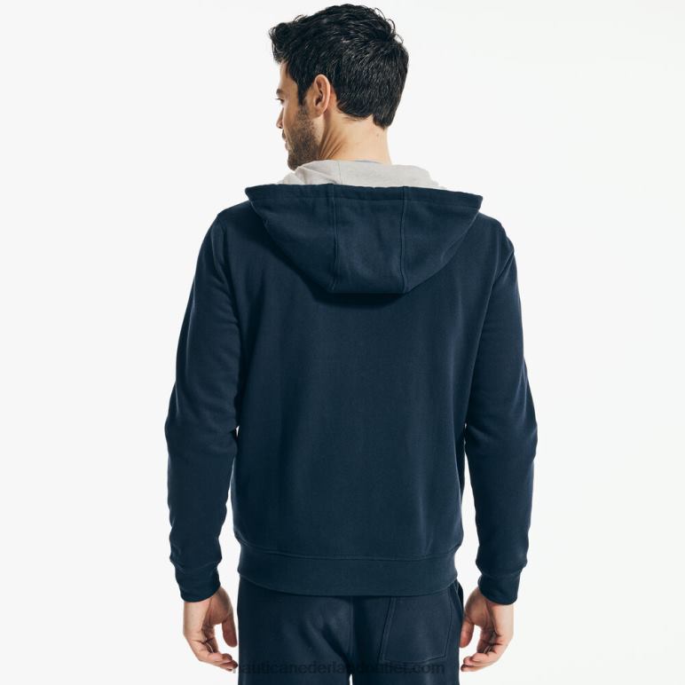 grote en lange hoodie met volledige rits marine Nautica 0828F647 Heren