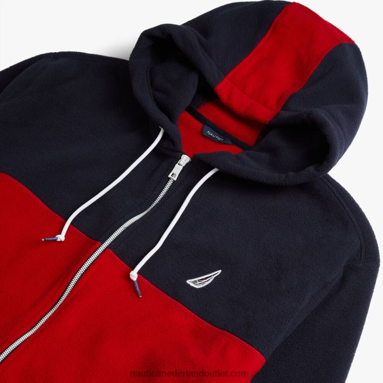 grote en lange nautex-hoodie met volledige rits en kleurvlakken marine Nautica 0828F722 Heren