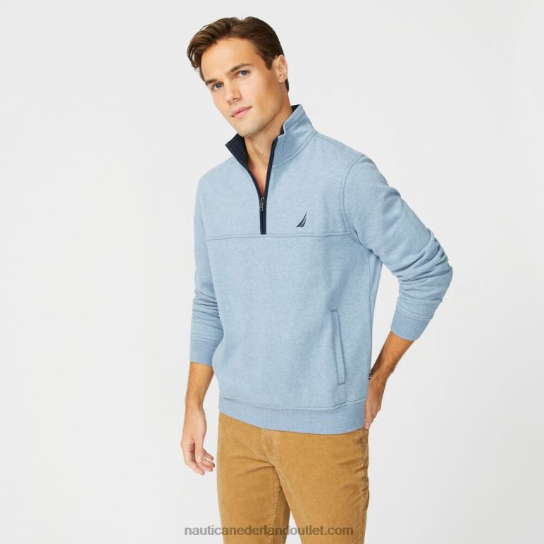 grote en lange pullover met kwartrits anker blauwe heide Nautica 0828F707 Heren