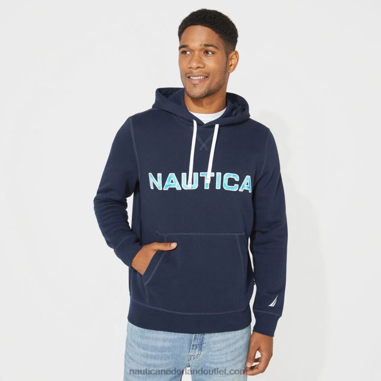 hoodie met groot en lang logo marine Nautica 0828F709 Heren