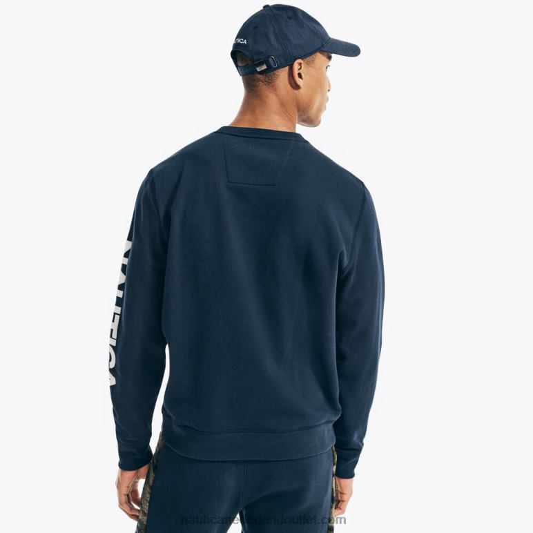 sweatshirt met ronde hals en logo marine Nautica 0828F140 Heren
