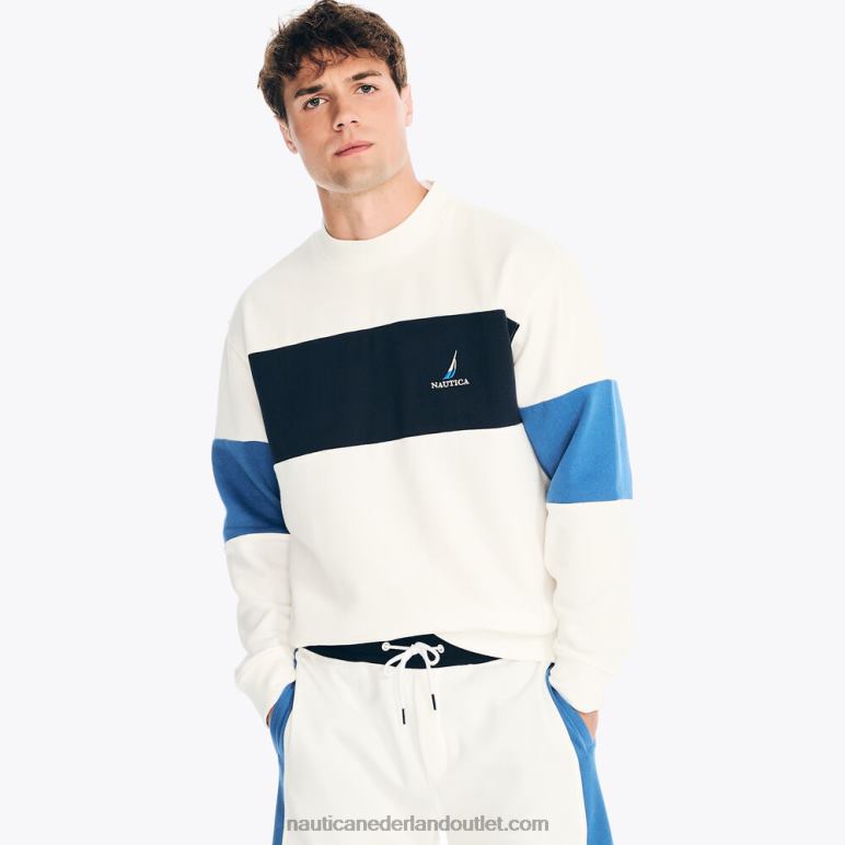sweatshirt met ronde hals van fleece zeil wit Nautica 0828F152 Heren