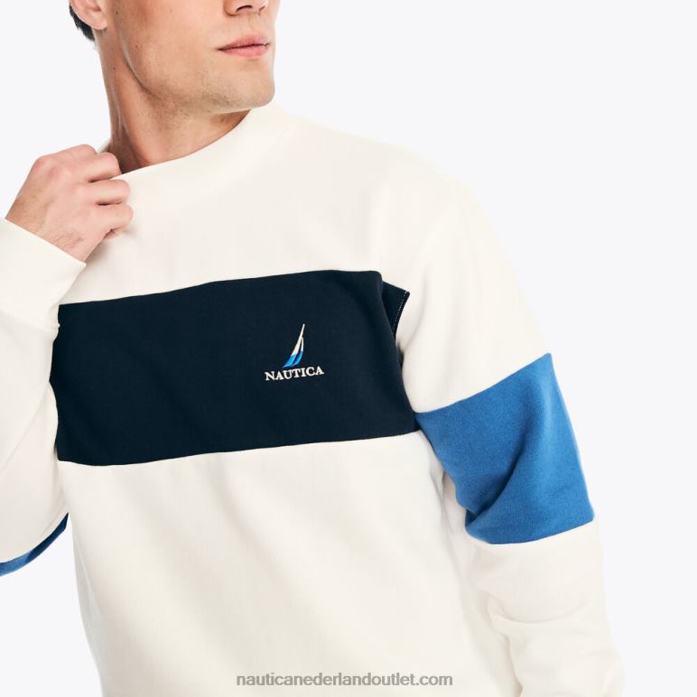 sweatshirt met ronde hals van fleece zeil wit Nautica 0828F152 Heren