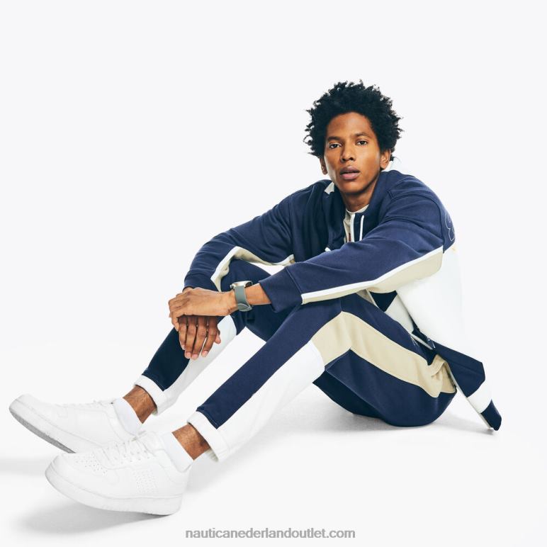 zijstreep colorblock joggingbroek stellaire blauwe heide Nautica 0828F255 Heren