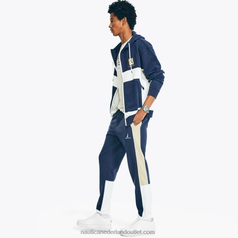 zijstreep colorblock joggingbroek stellaire blauwe heide Nautica 0828F255 Heren