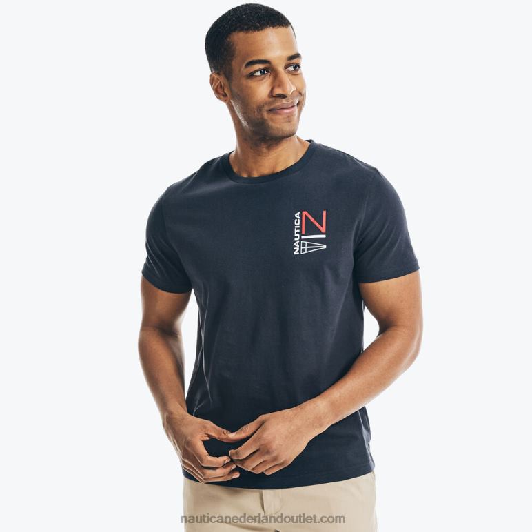 T-shirt met logoprint marine Nautica 0828F639 Heren