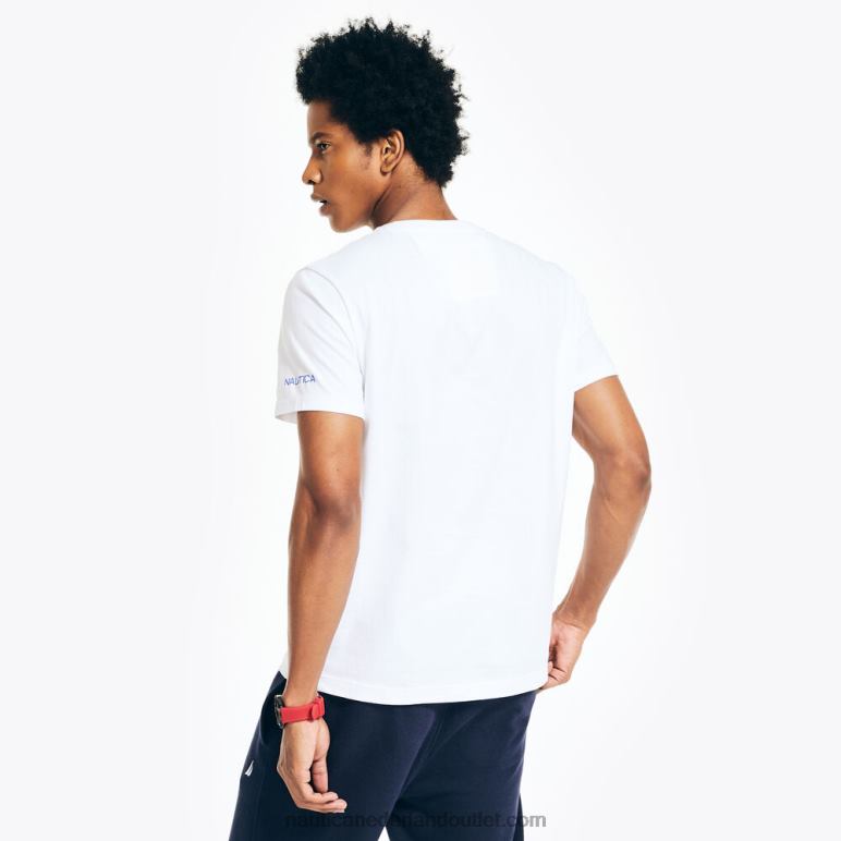 T-shirt met ronde hals en borststreep Helder wit Nautica 0828F417 Heren