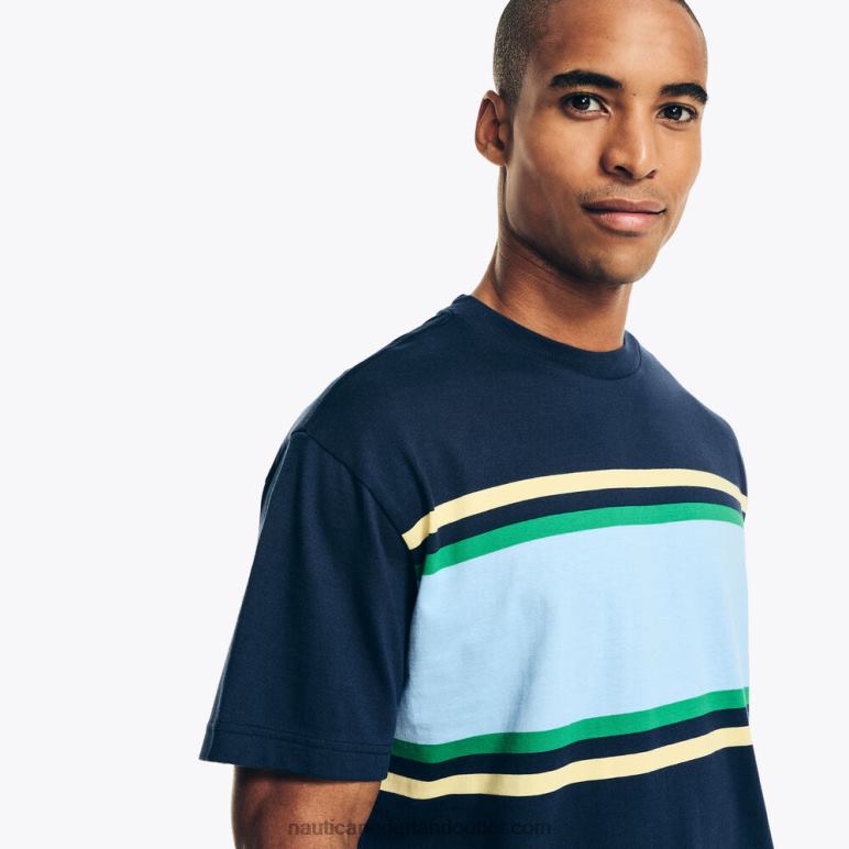 T-shirt met ronde hals en borststreep marine Nautica 0828F429 Heren