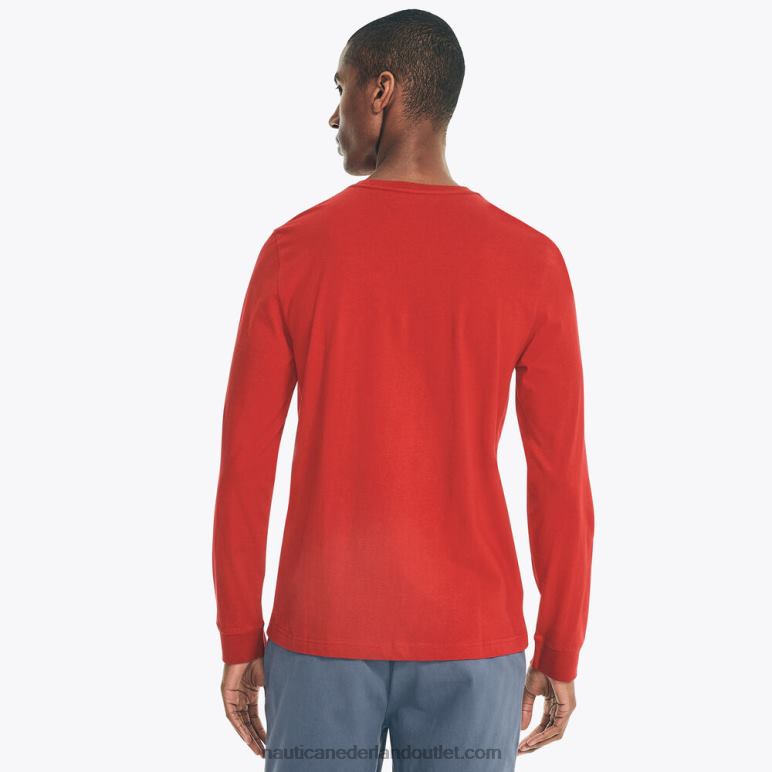 T-shirt met ronde hals en lange mouwen nautisch rood Nautica 0828F658 Heren