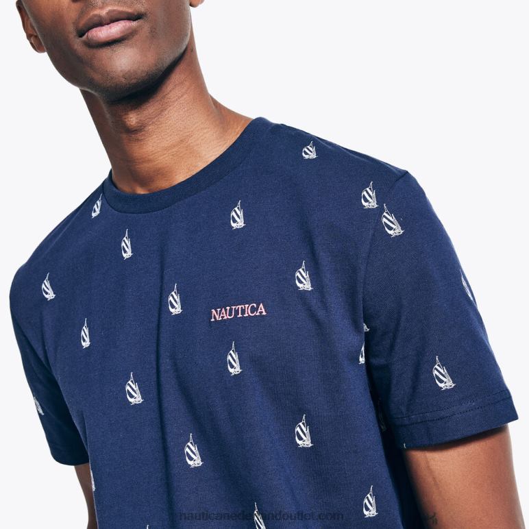 T-shirt met ronde hals en logoprint marine Nautica 0828F529 Heren