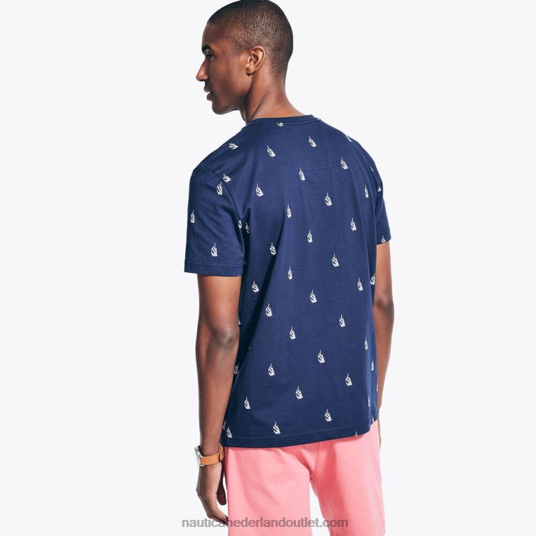 T-shirt met ronde hals en logoprint marine Nautica 0828F529 Heren
