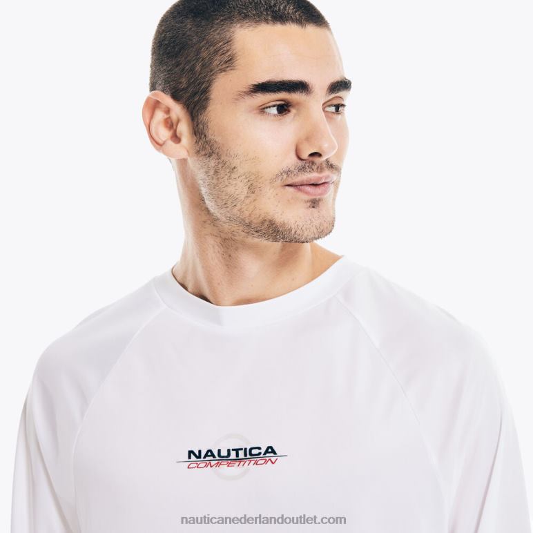 competitie duurzaam vervaardigd T-shirt met lange mouwen Helder wit Nautica 0828F437 Heren