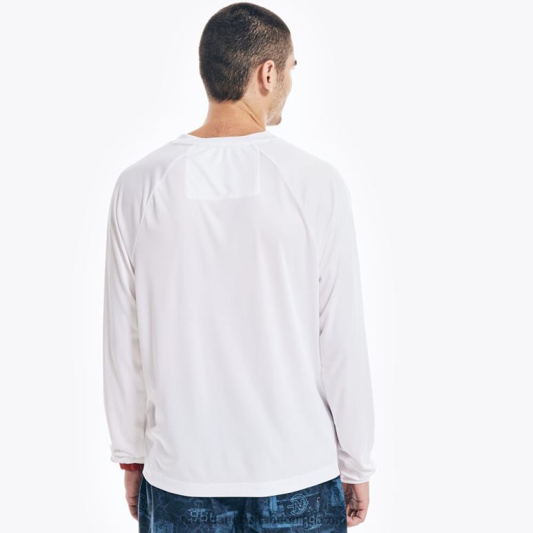 competitie duurzaam vervaardigd T-shirt met lange mouwen Helder wit Nautica 0828F437 Heren