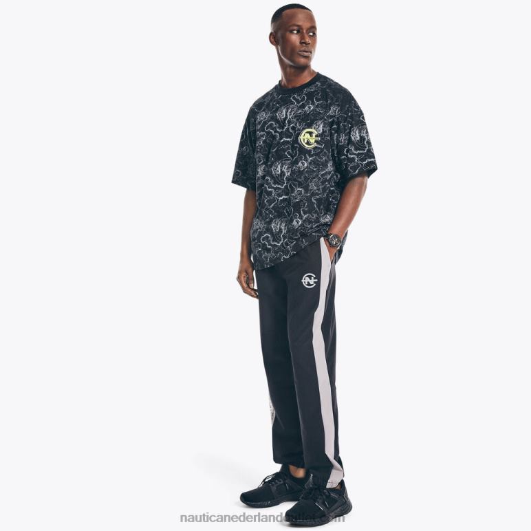 competitie duurzaam vervaardigd bedrukt t-shirt echt zwart Nautica 0828F520 Heren