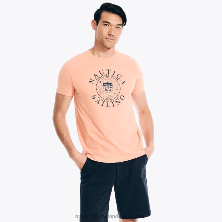 duurzaam vervaardigd Explore Discover grafisch T-shirt oranje2 Nautica 0828F87 Heren