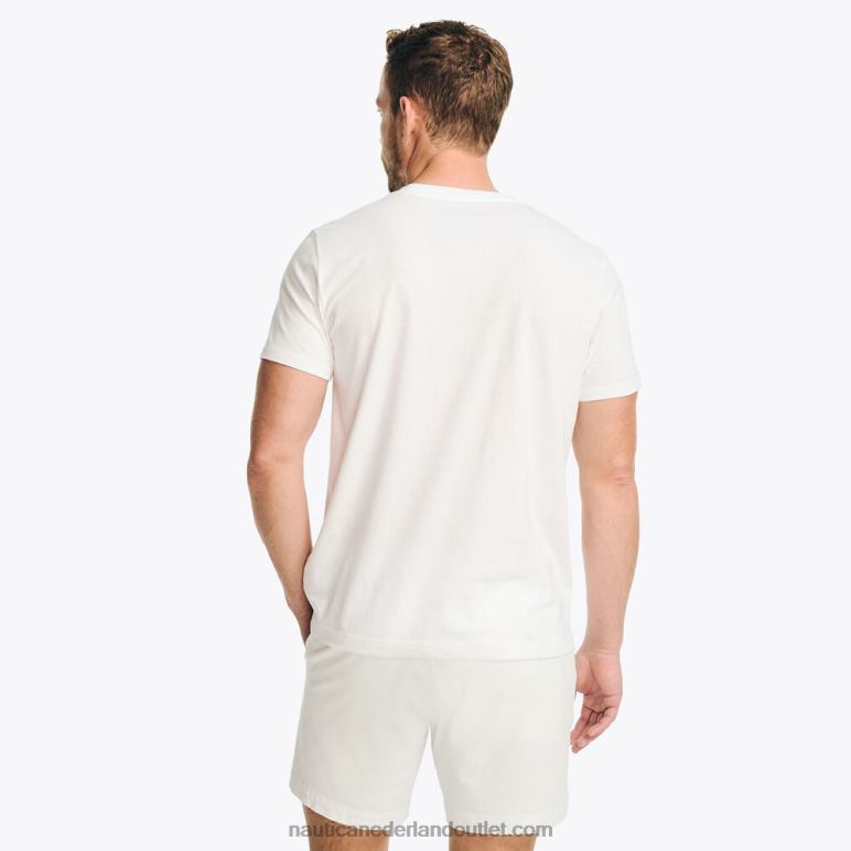 duurzaam vervaardigd T-shirt met grafische print van de zeildivisie Helder wit Nautica 0828F374 Heren