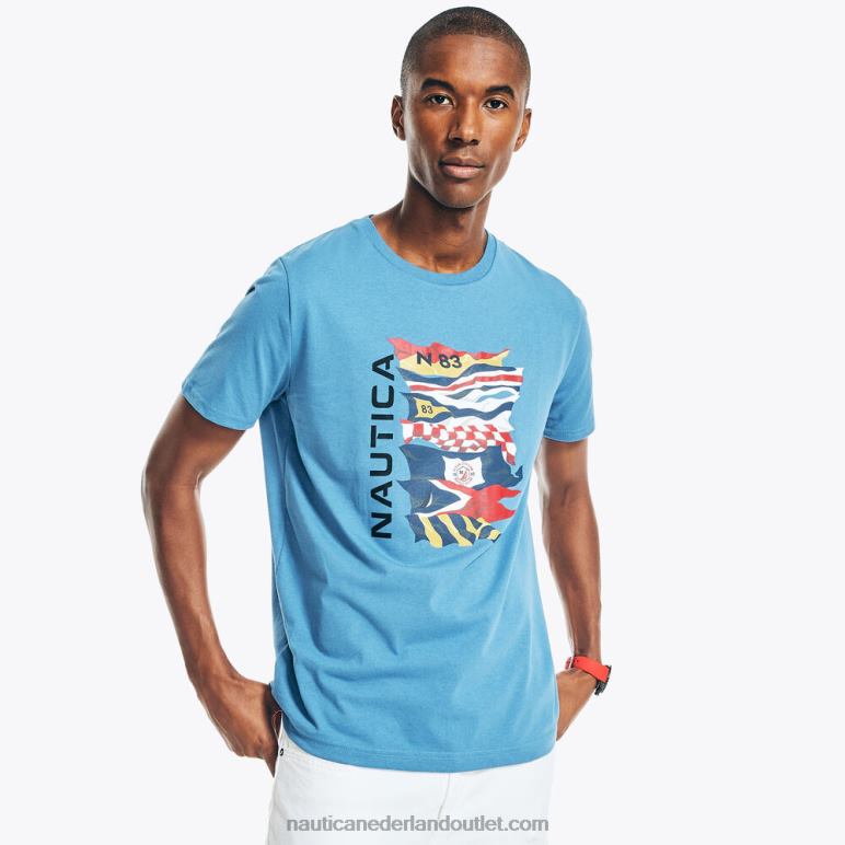 duurzaam vervaardigd T-shirt met grafische vlag nachtelijke zeeheide Nautica 0828F363 Heren