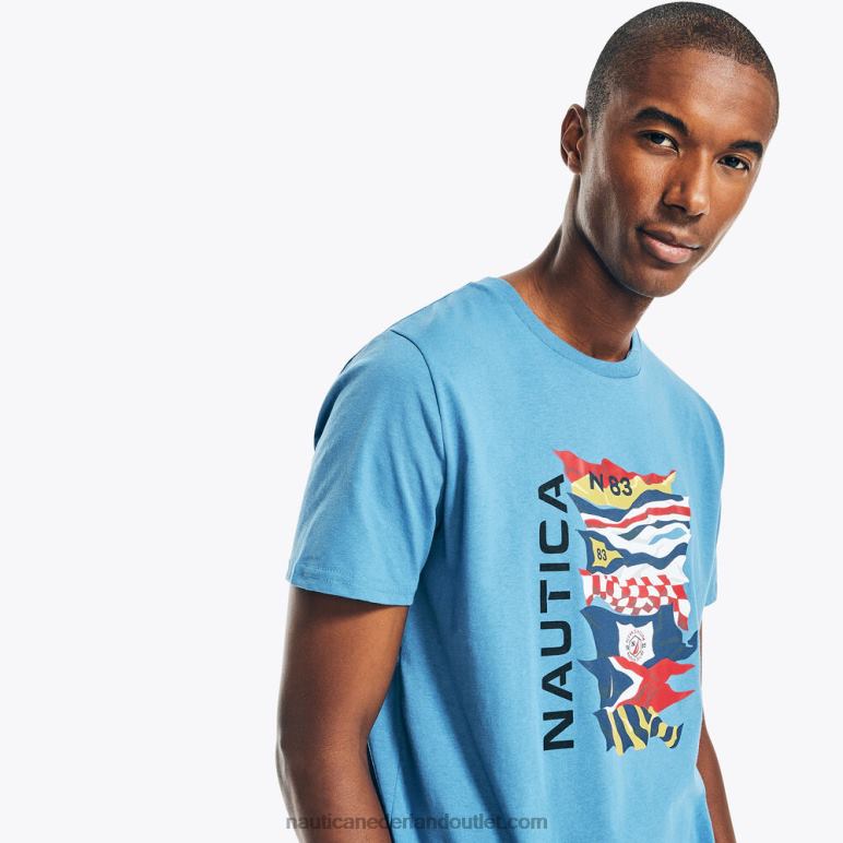 duurzaam vervaardigd T-shirt met grafische vlag nachtelijke zeeheide Nautica 0828F363 Heren