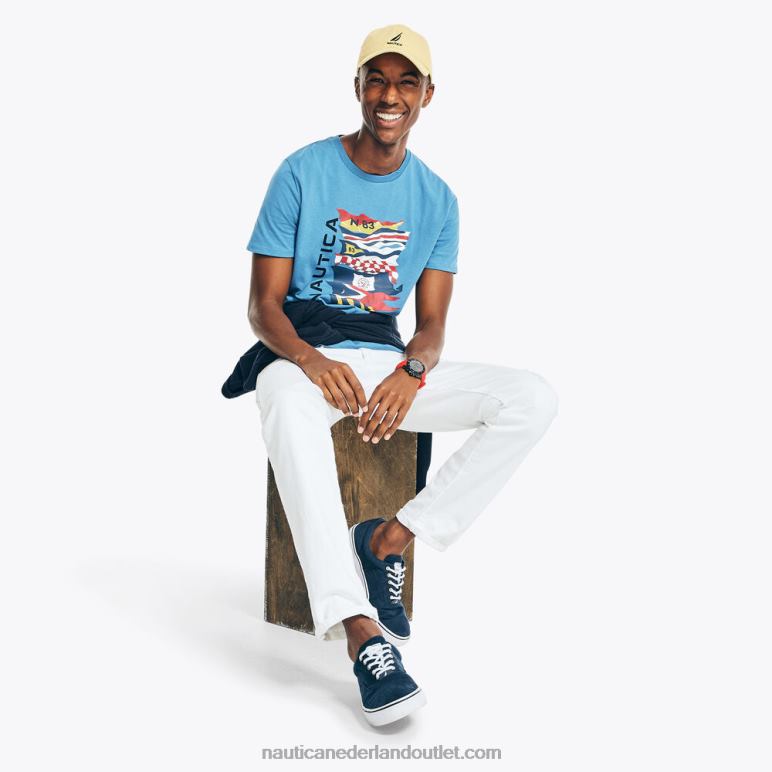 duurzaam vervaardigd T-shirt met grafische vlag nachtelijke zeeheide Nautica 0828F363 Heren