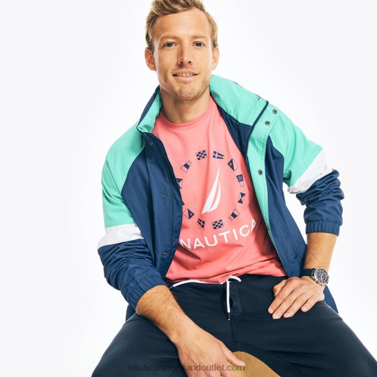 duurzaam vervaardigd T-shirt met grafische vlag theebes Nautica 0828F700 Heren