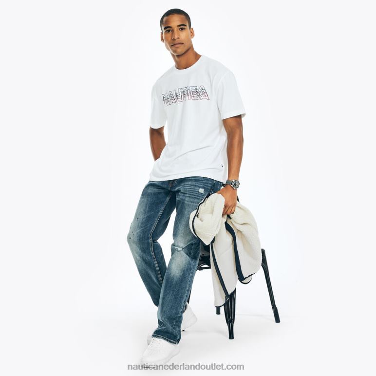 duurzaam vervaardigd T-shirt met logoprint zeil wit Nautica 0828F536 Heren