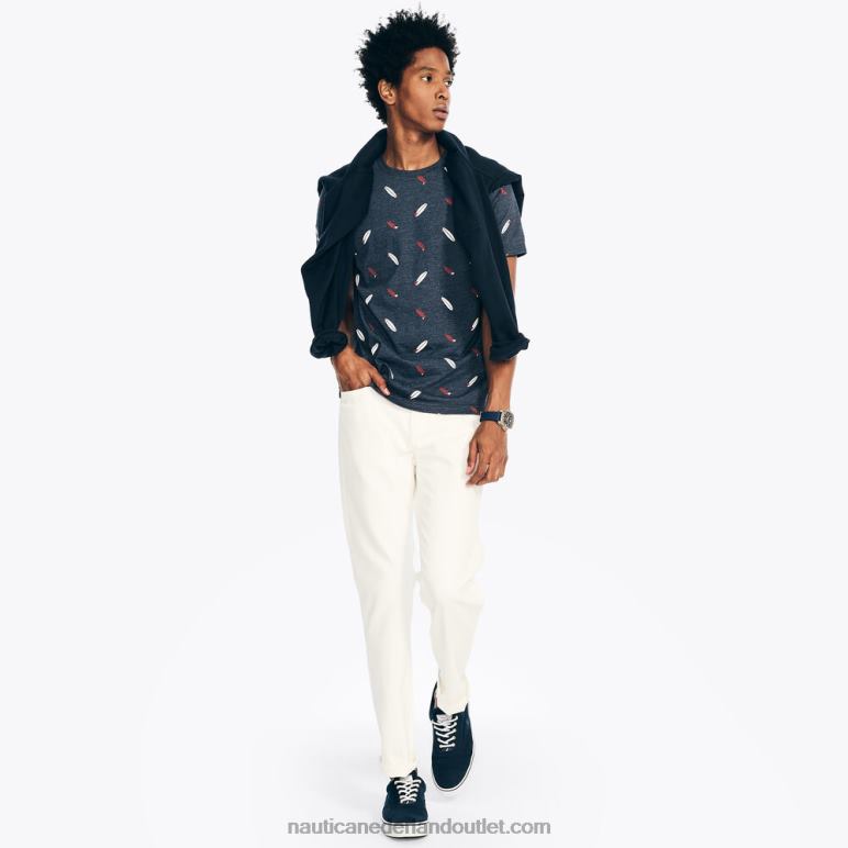 duurzaam vervaardigd T-shirt met ronde hals en print marine Nautica 0828F270 Heren