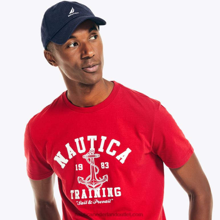 duurzaam vervaardigd T-shirt met trainingsopdruk nautisch rood Nautica 0828F482 Heren