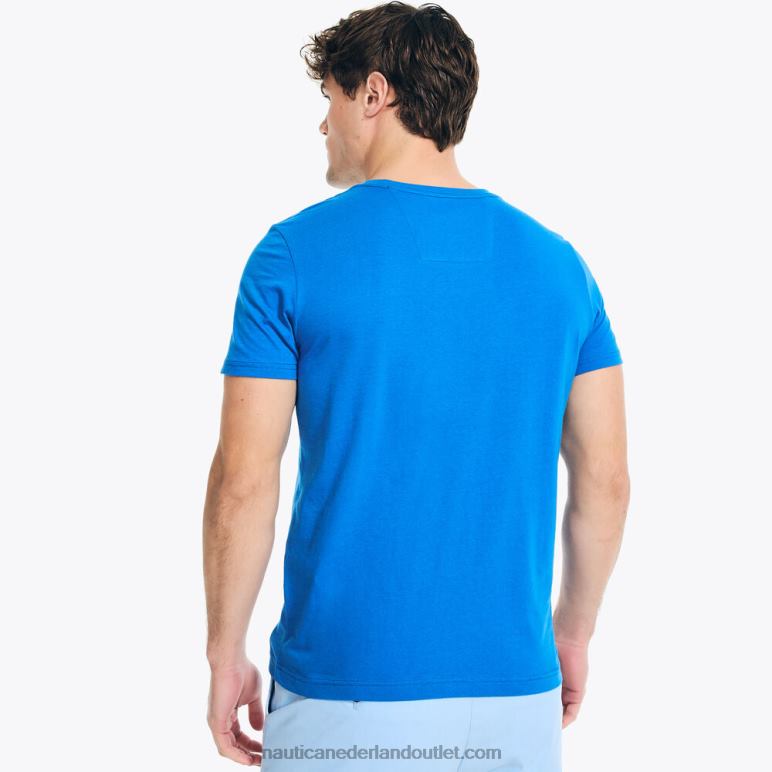 duurzaam vervaardigd T-shirt met zonsondergangsurferprint echte marine Nautica 0828F359 Heren