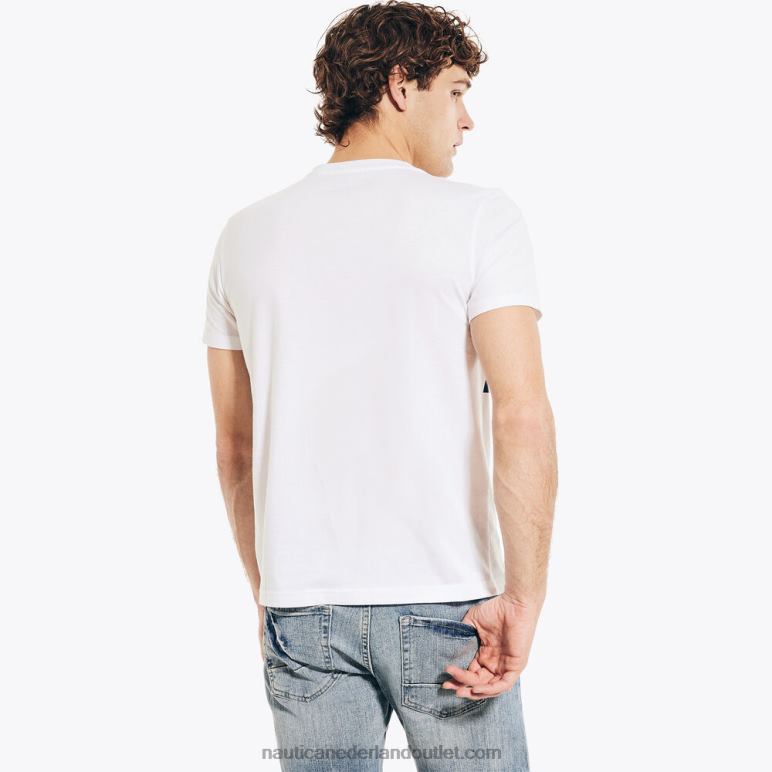 duurzaam vervaardigd beach vibes grafisch t-shirt Helder wit Nautica 0828F662 Heren