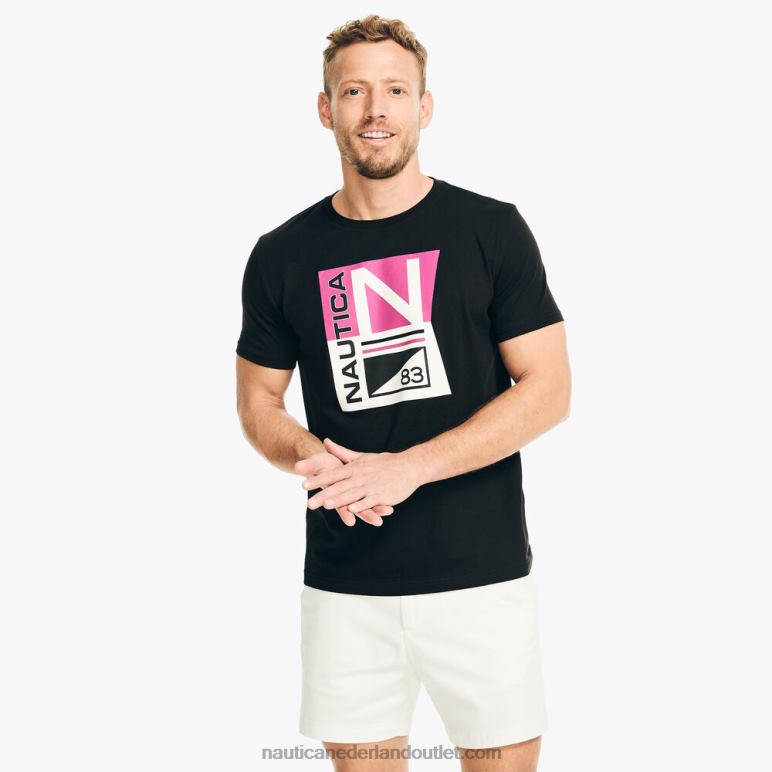 duurzaam vervaardigd erfgoed grafisch t-shirt echt zwart Nautica 0828F237 Heren