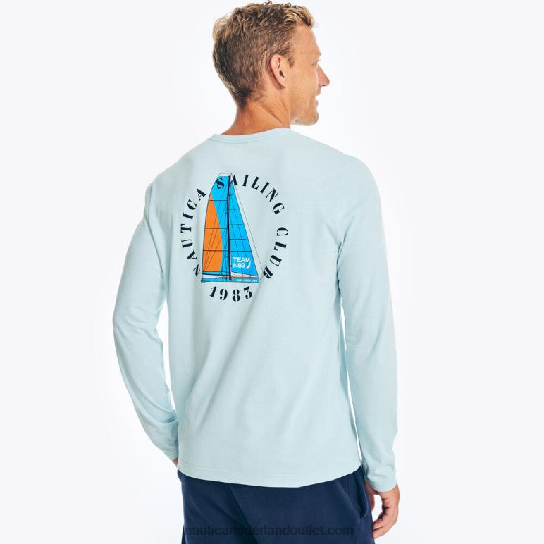 duurzaam vervaardigd grafisch T-shirt met lange mouwen kuif blauw Nautica 0828F254 Heren