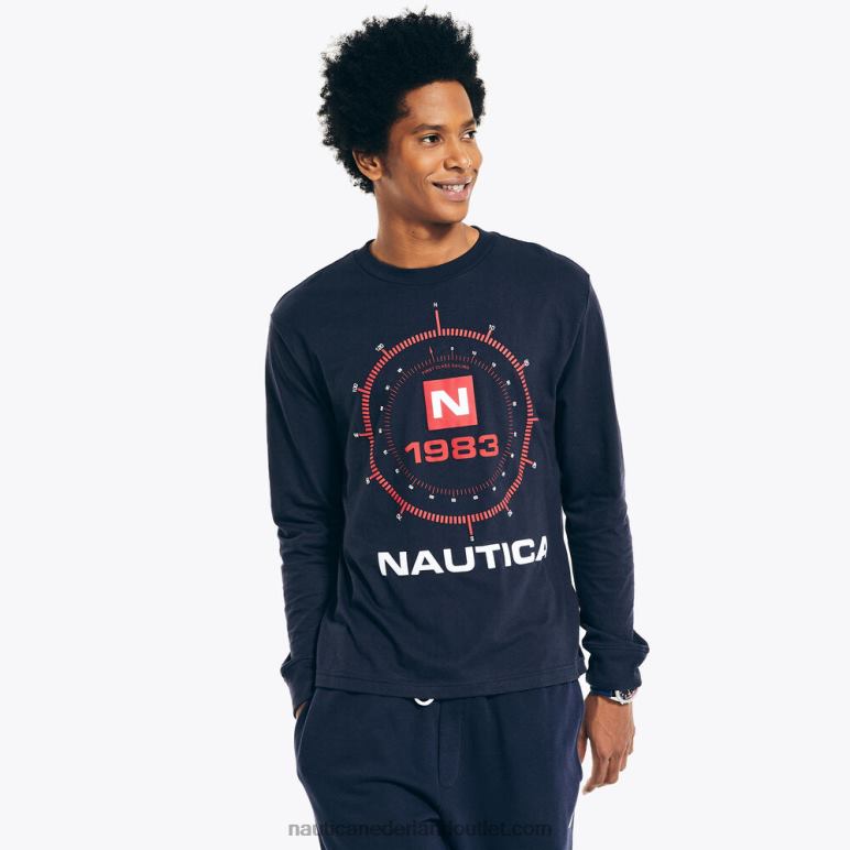 duurzaam vervaardigd grafisch T-shirt met lange mouwen marine Nautica 0828F554 Heren