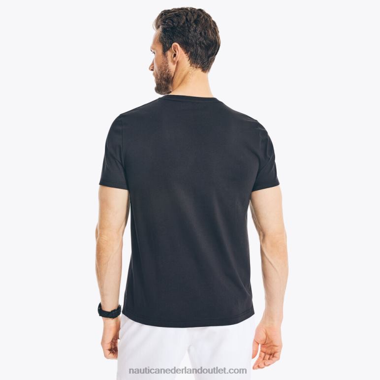 duurzaam vervaardigd grafisch T-shirt met vlaggen echt zwart Nautica 0828F714 Heren
