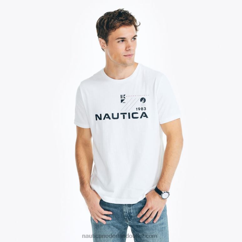 duurzaam vervaardigd grafisch T-shirt uit 1983 Helder wit Nautica 0828F64 Heren