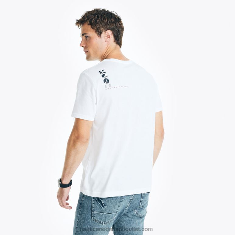 duurzaam vervaardigd grafisch T-shirt uit 1983 Helder wit Nautica 0828F64 Heren