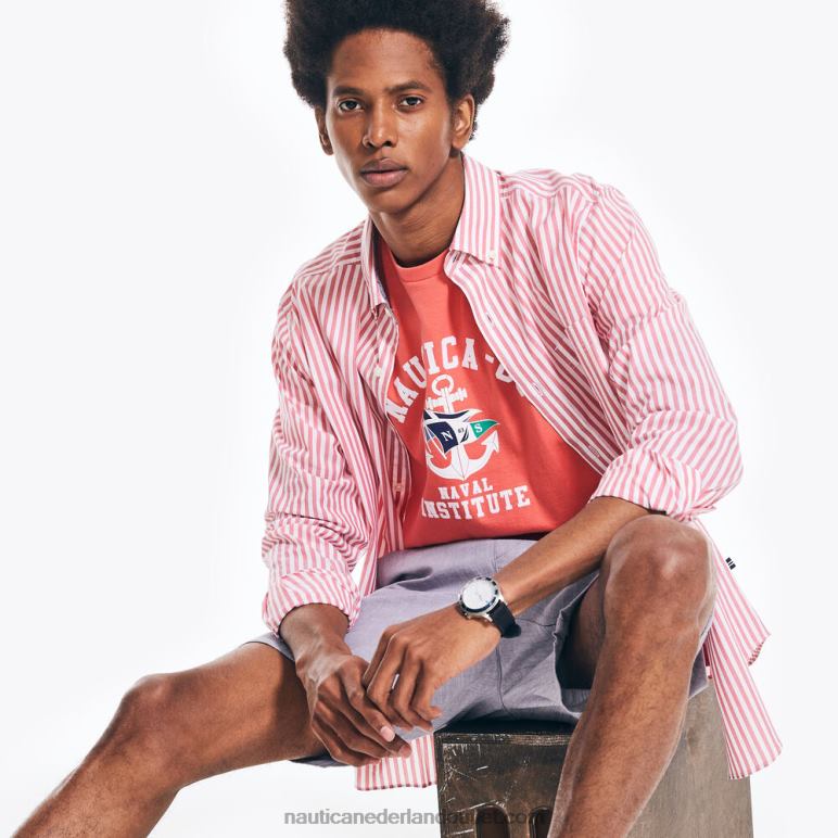 duurzaam vervaardigd grafisch t-shirt van het marine-instituut glorie rood Nautica 0828F631 Heren