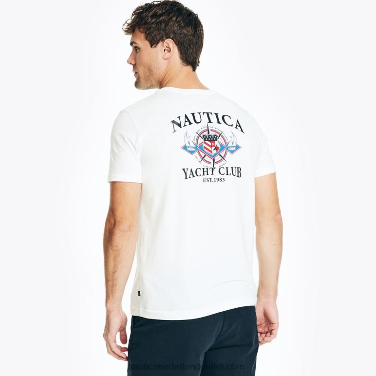 duurzaam vervaardigd jachtclub grafisch t-shirt Helder wit Nautica 0828F301 Heren