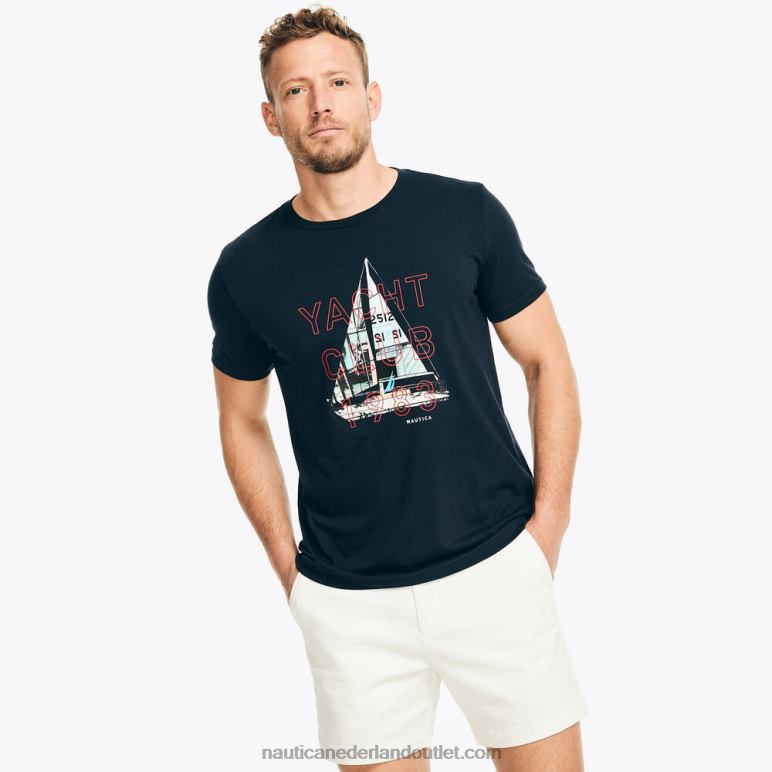 duurzaam vervaardigd jachtclub grafisch t-shirt marine Nautica 0828F191 Heren
